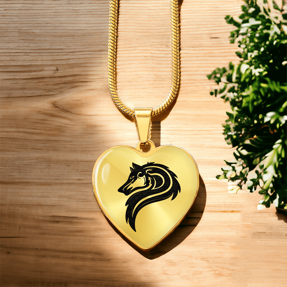 Luxury Heart Graphic Wolf Necklace – Symbol of Strength & Loyalty, Wolf Spirit Pendant, Meaningful Gift Jewelry for Her