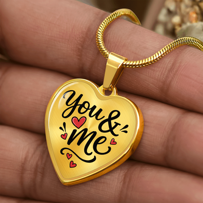 "You & Me" Luxury Heart Pendant Necklace with Red Hearts | Perfect Valentine's Day Gift for Couples | Customizable Love Jewelry