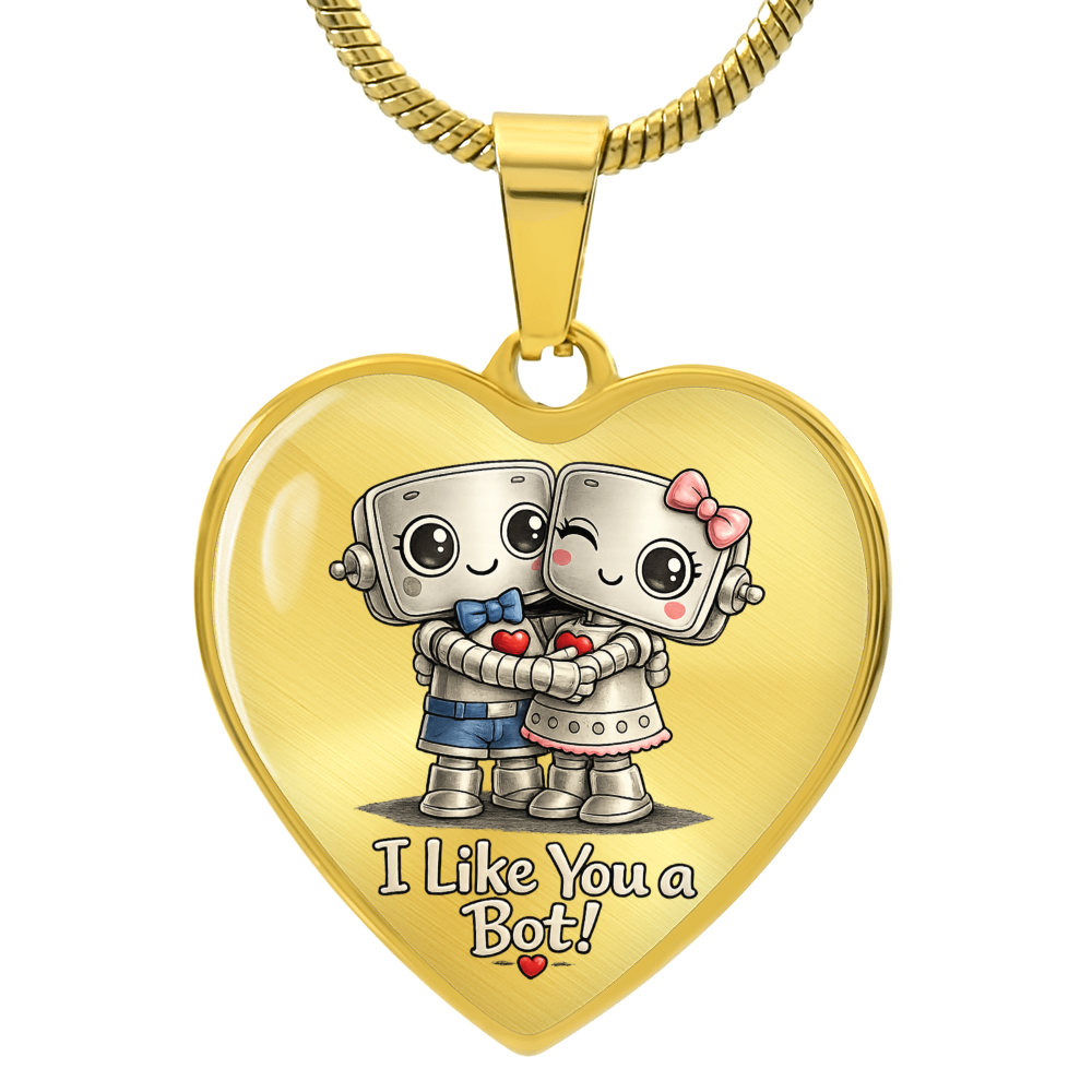 I Like You a Bot! Heart Necklace – Cute Robot Love Pendant for Valentine's Day, Young Love & Playful Moments