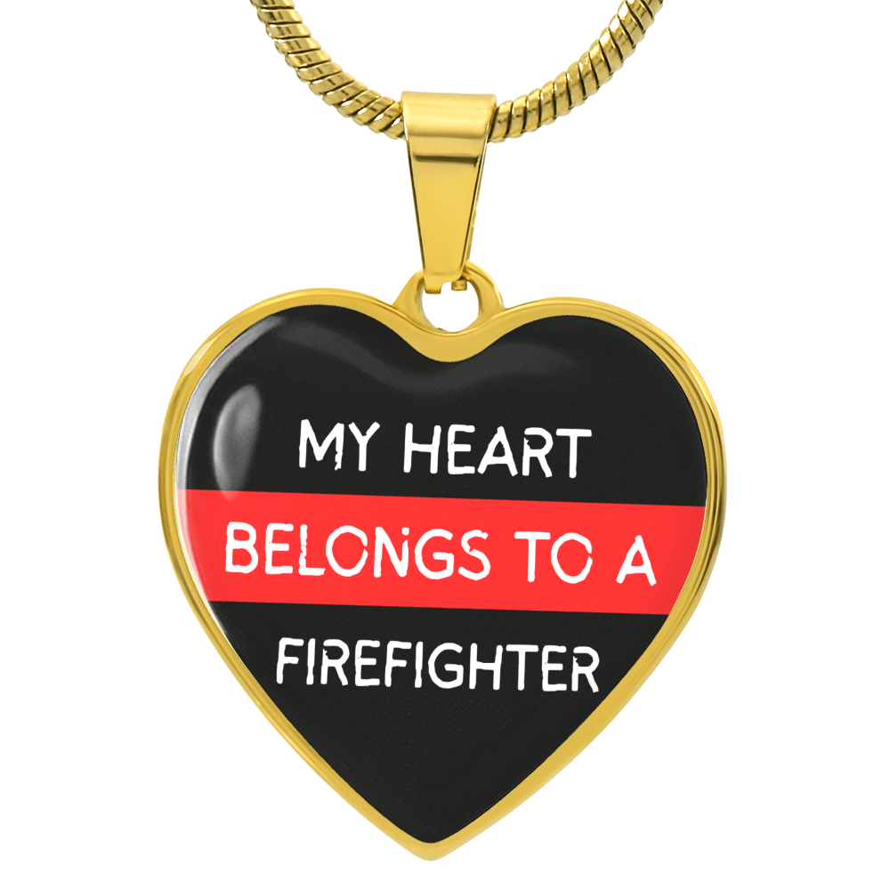 My Heart Belongs to a Firefighter Necklace – Heart-Shaped Pendant for Firefighter's Partner