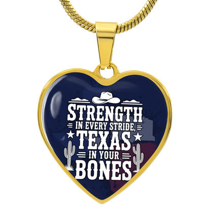 Texas Strength Heart Necklace – “Strength in Every Stride” Western Jewelry Gift, Texas Pride Pendant, Cowgirl Necklace, Southern Gifts for Her