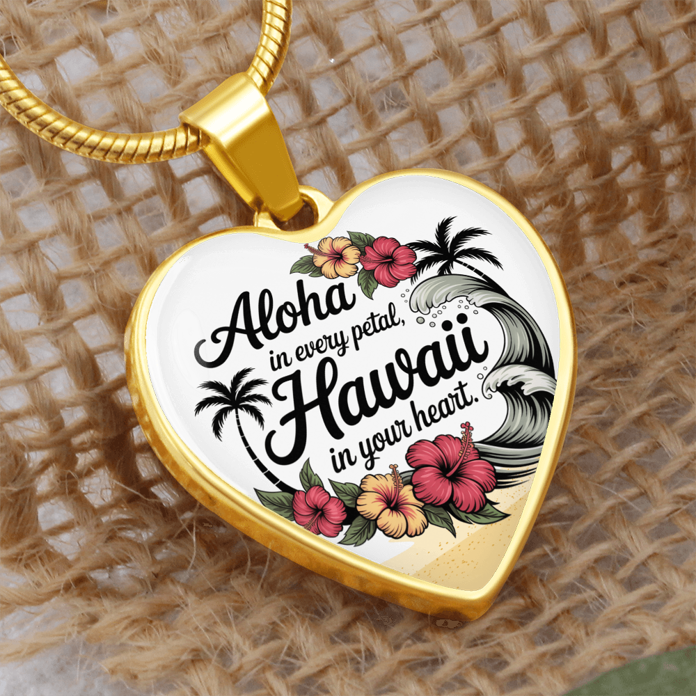 Aloha Hawai‘i Heart Necklace – Tropical Hibiscus & Island-Inspired Pendant