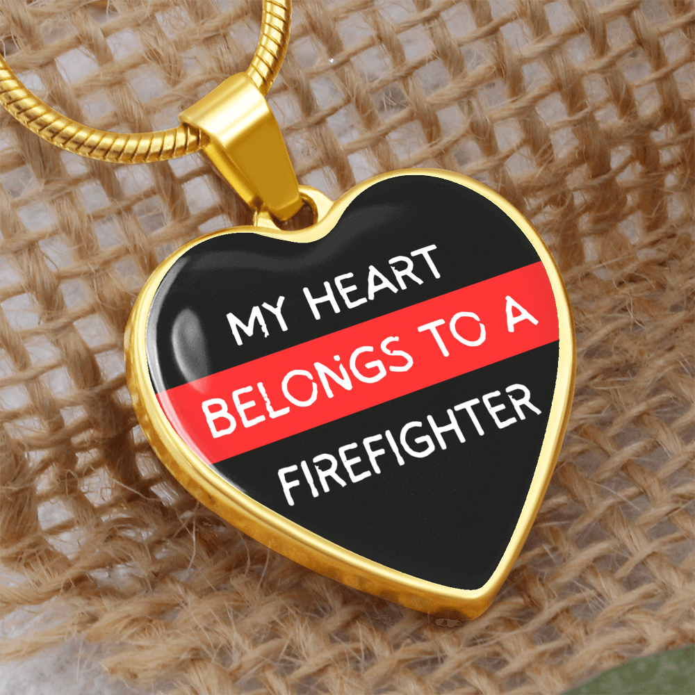 My Heart Belongs to a Firefighter Necklace – Heart-Shaped Pendant for Firefighter's Partner