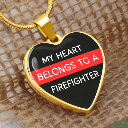 My Heart Belongs to a Firefighter Necklace – Heart-Shaped Pendant for Firefighter's Partner