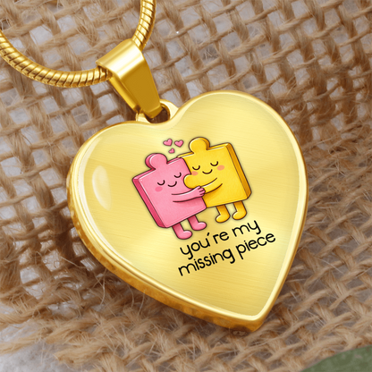 You're the Missing Piece Necklace – Cute Puzzle Couple Heart Pendant, Romantic Valentine's Gift for Her or Him, Love Jewelry Keepsake