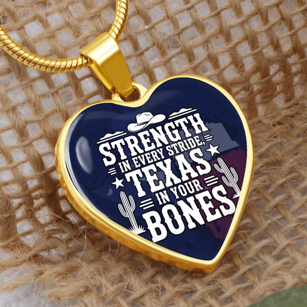 Texas Strength Heart Necklace – “Strength in Every Stride” Western Jewelry Gift, Texas Pride Pendant, Cowgirl Necklace, Southern Gifts for Her