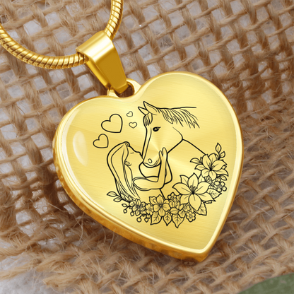 Girl and Horse Heart Necklace Meaningful Gift for Horse Lovers