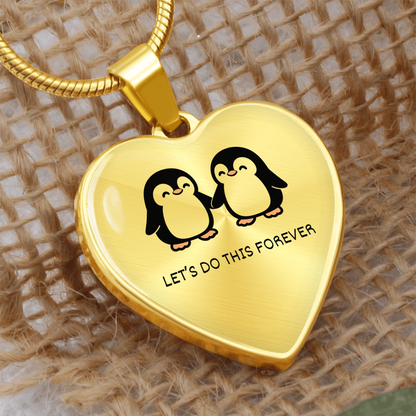“Let's Do This Forever” Penguin Heart Necklace – A Symbol of Always Together