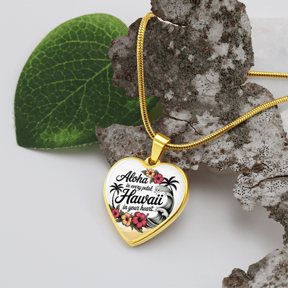 Aloha Hawai‘i Heart Necklace – Tropical Hibiscus & Island-Inspired Pendant