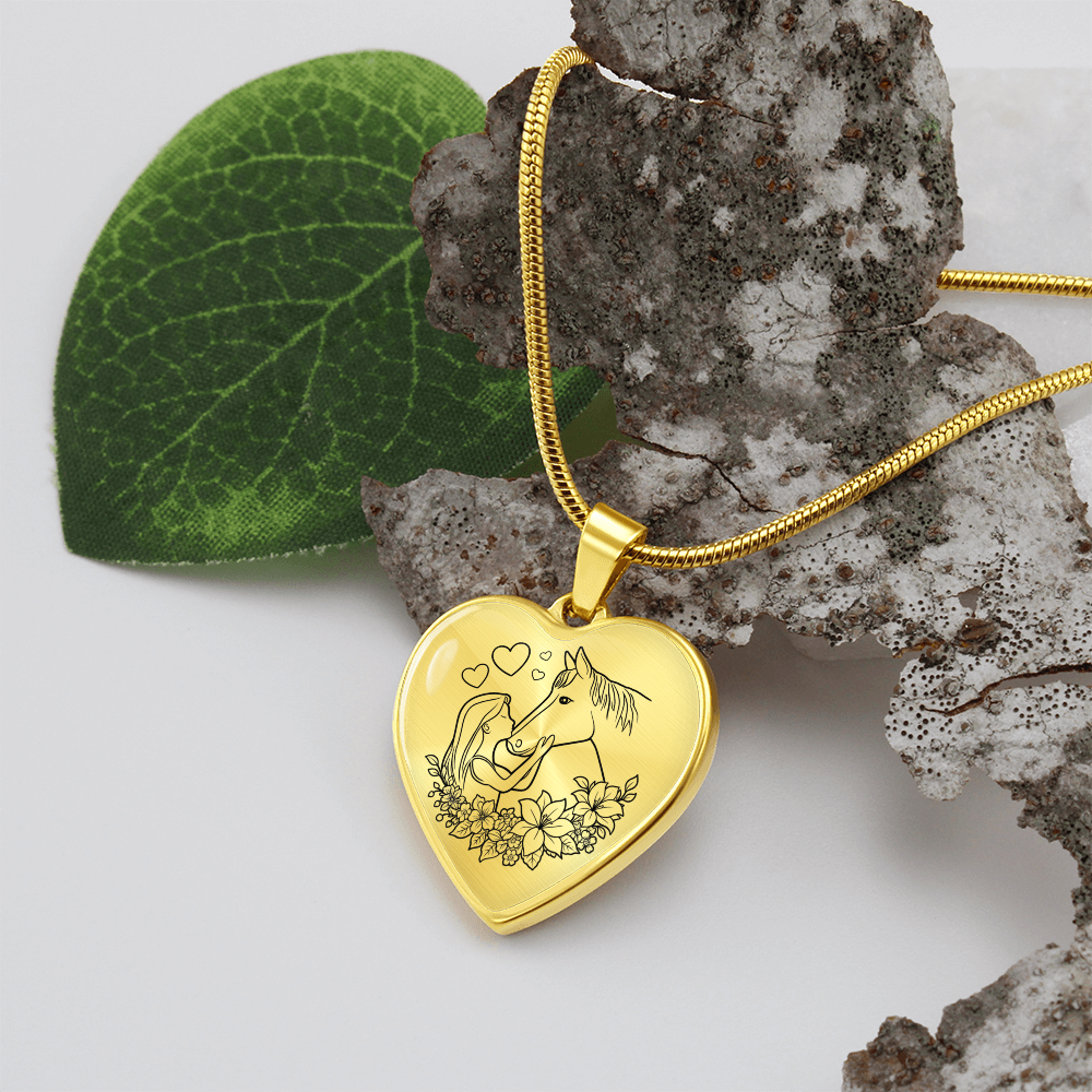 Girl and Horse Heart Necklace Meaningful Gift for Horse Lovers