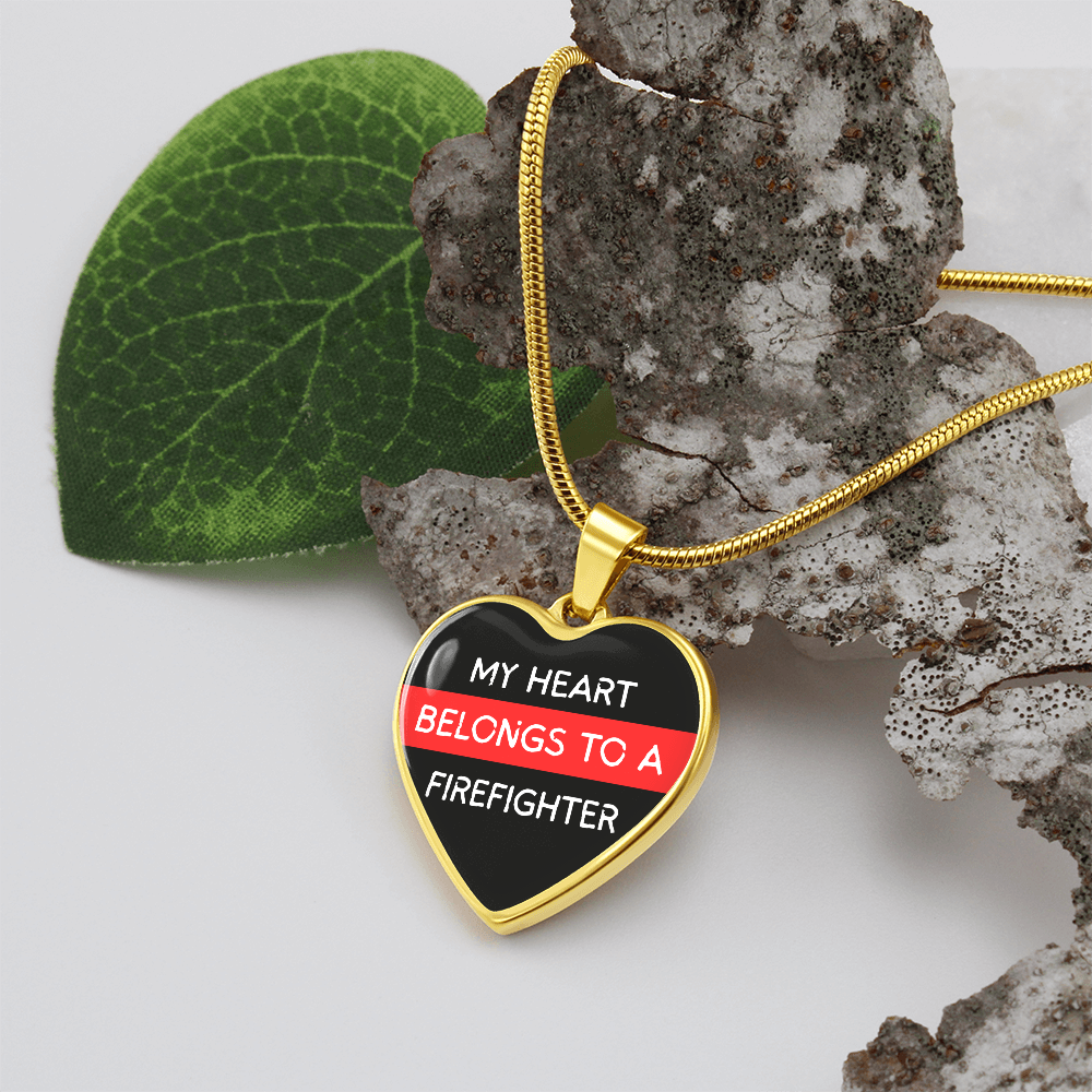 My Heart Belongs to a Firefighter Necklace – Heart-Shaped Pendant for Firefighter's Partner