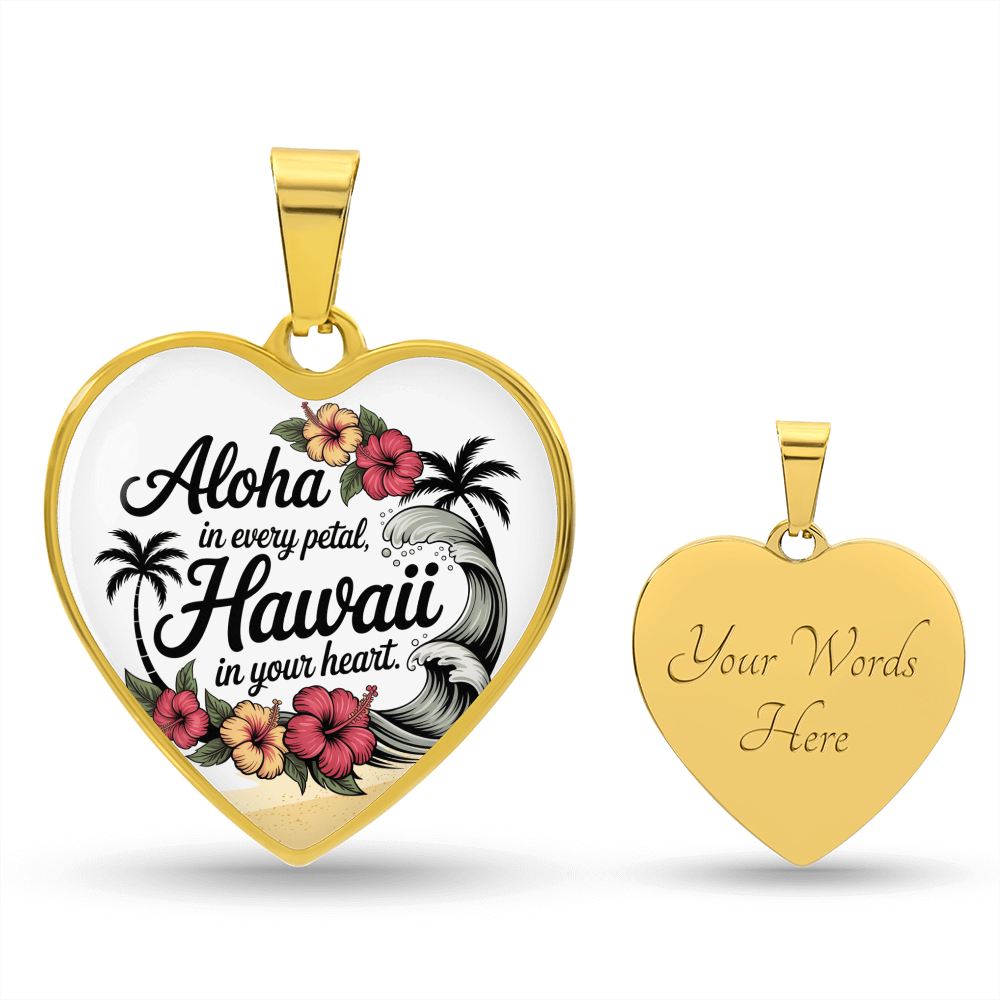 Aloha Hawai‘i Heart Necklace – Tropical Hibiscus & Island-Inspired Pendant