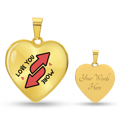 Luxury Heart Pendant Necklace – “Love You More” | Reverse Card Inspired Valentine Gift | Playful Romantic Jewelry