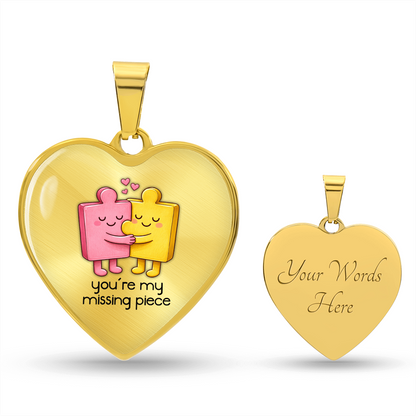 You're the Missing Piece Necklace – Cute Puzzle Couple Heart Pendant, Romantic Valentine's Gift for Her or Him, Love Jewelry Keepsake