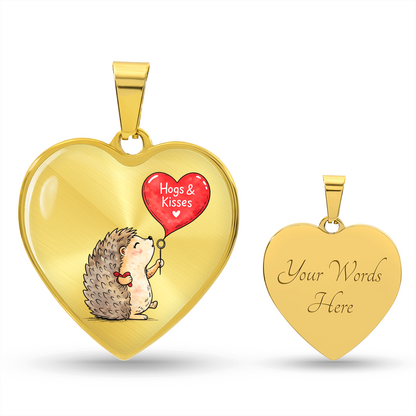 Hogs & Kisses Heart Necklace – Cute Hedgehog Love Pendant for Valentine's Day, Young Love & First Crush Moments