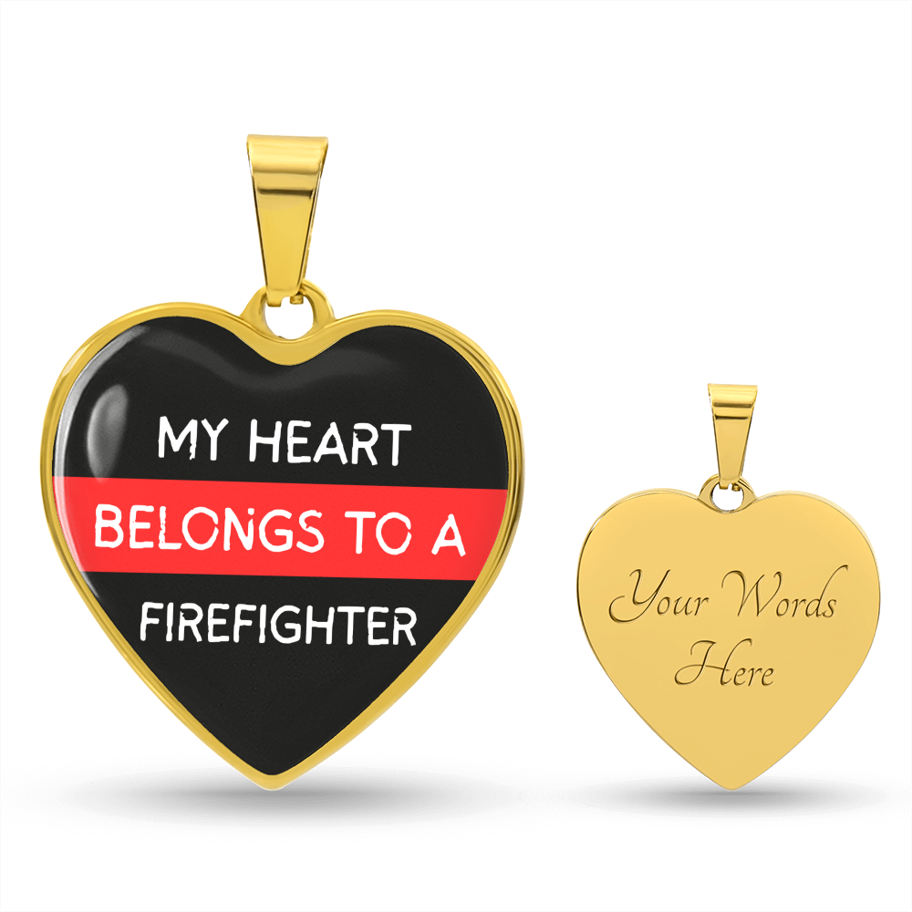 My Heart Belongs to a Firefighter Necklace – Heart-Shaped Pendant for Firefighter's Partner