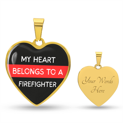 My Heart Belongs to a Firefighter Necklace – Heart-Shaped Pendant for Firefighter's Partner