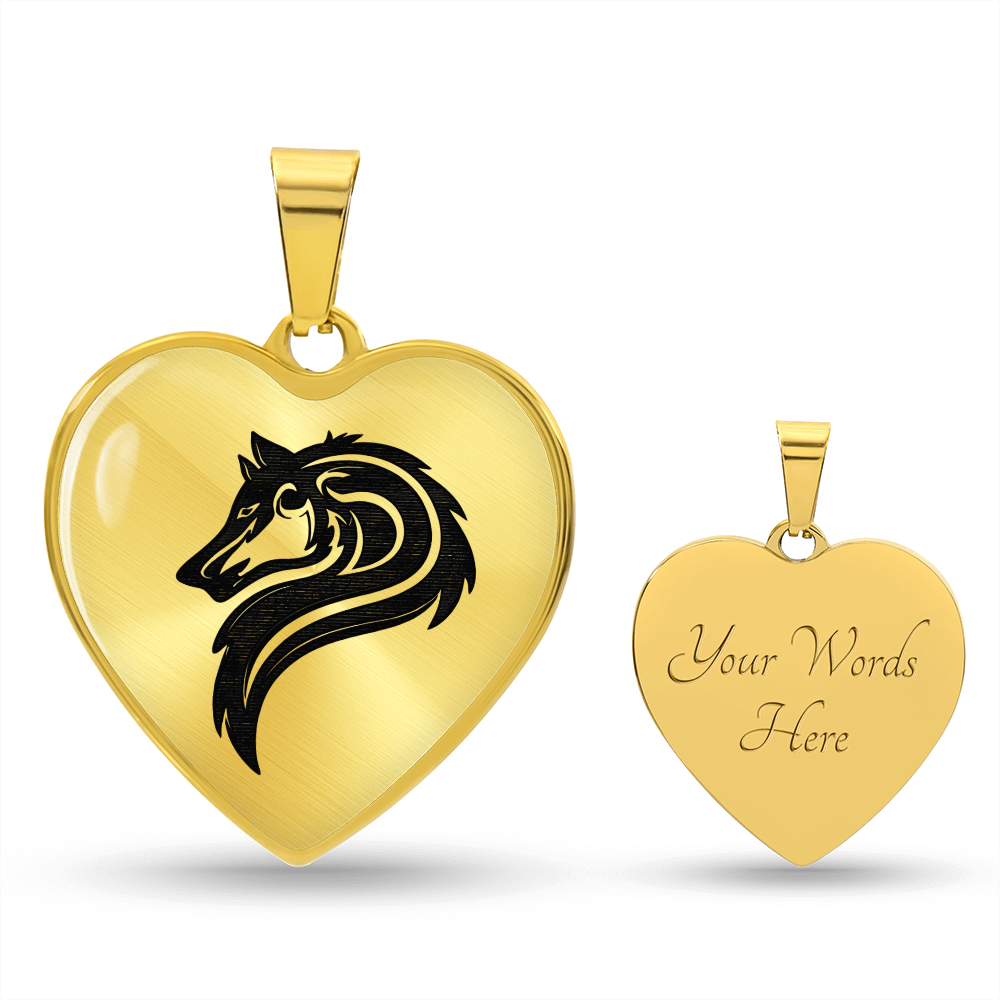 Luxury Heart Graphic Wolf Necklace – Symbol of Strength & Loyalty, Wolf Spirit Pendant, Meaningful Gift Jewelry for Her