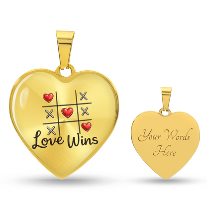 "Love Wins" Heart Necklace – Tic-Tac-Toe Love Pendant for Valentine's Day, Young Love & Sweet Moments
