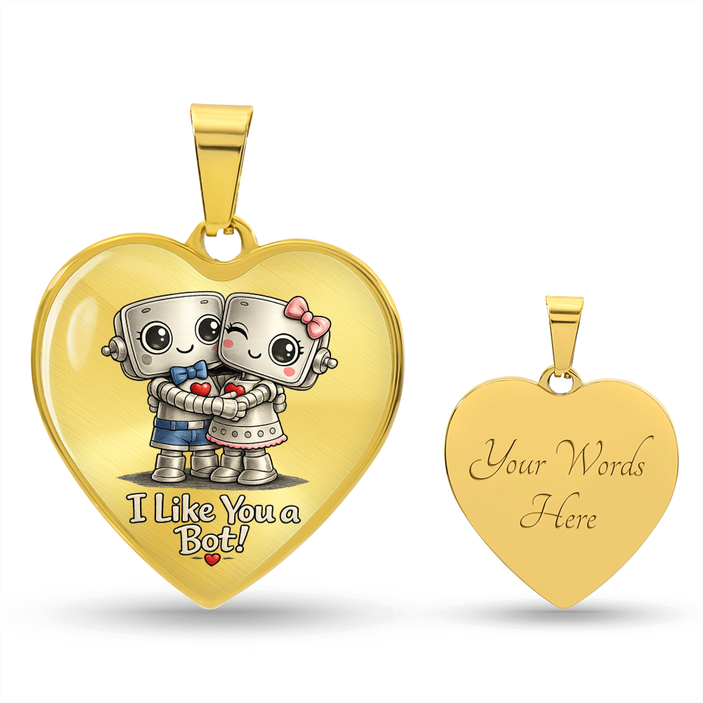 I Like You a Bot! Heart Necklace – Cute Robot Love Pendant for Valentine's Day, Young Love & Playful Moments