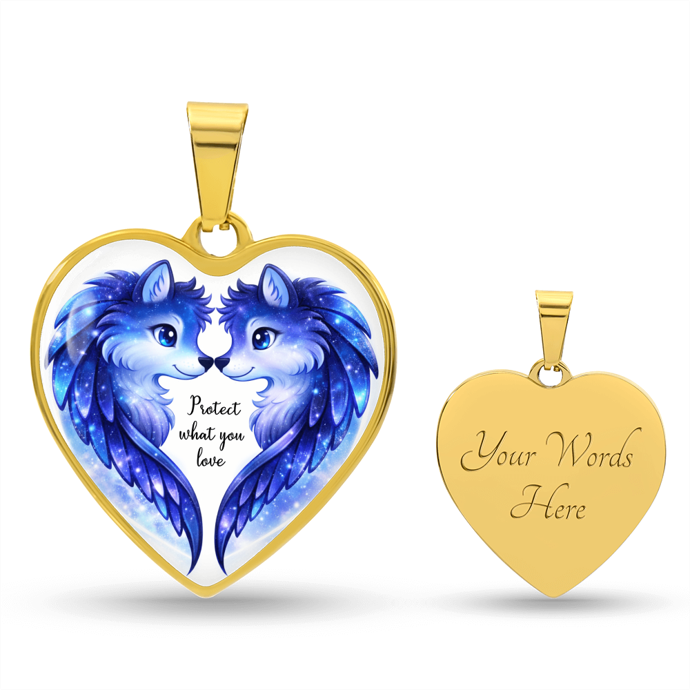 Luxury Heart Graphic Necklace – Wolf Spirit Protection Pendant, Symbol of Strength & Loyalty, Meaningful Gift Jewelry for Her