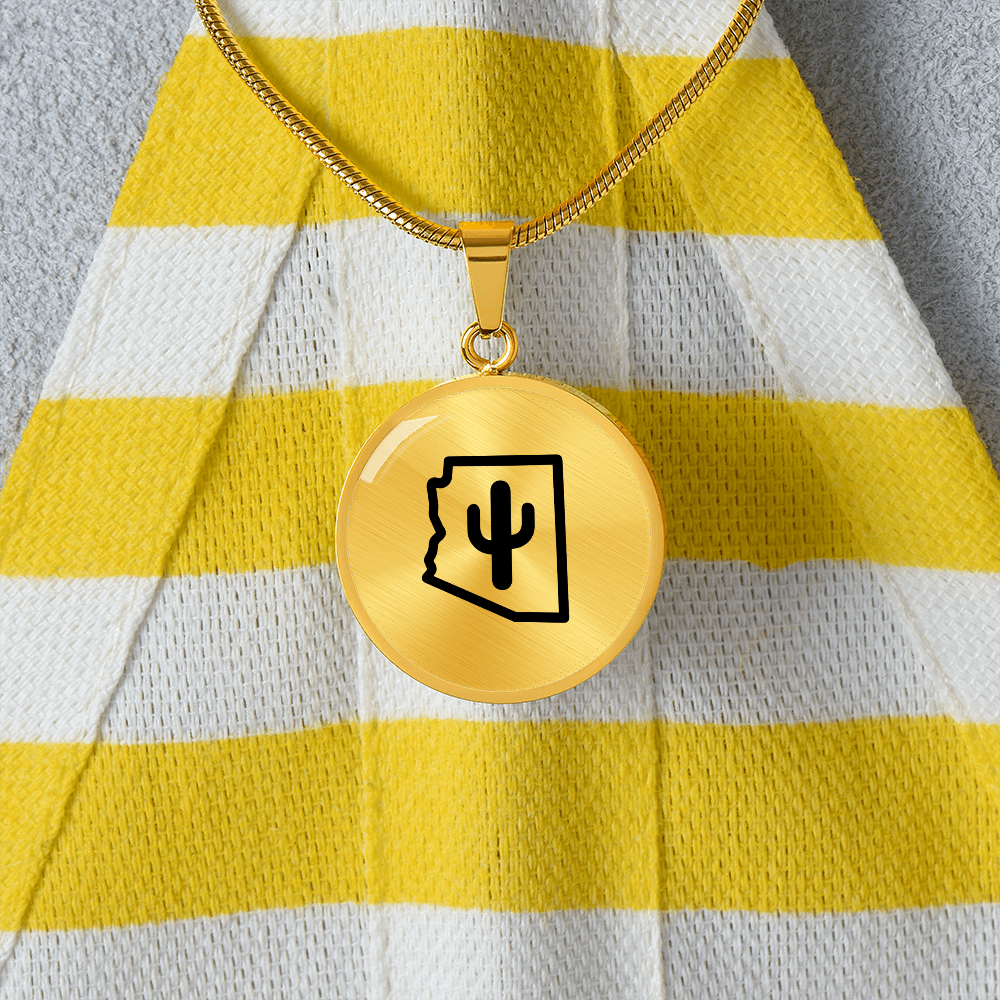 Arizona Cactus Necklace – Minimalist Arizona State Pendant Gift for Desert & Southwest Lovers