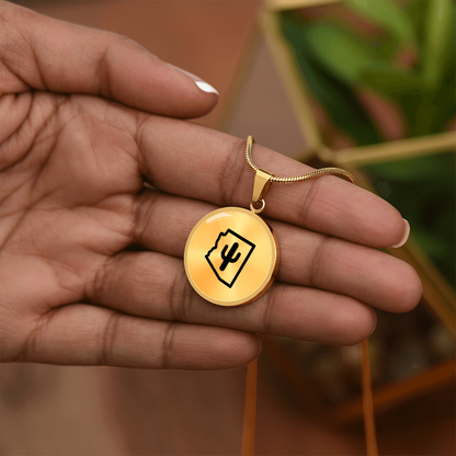 Arizona Cactus Necklace – Minimalist Arizona State Pendant Gift for Desert & Southwest Lovers