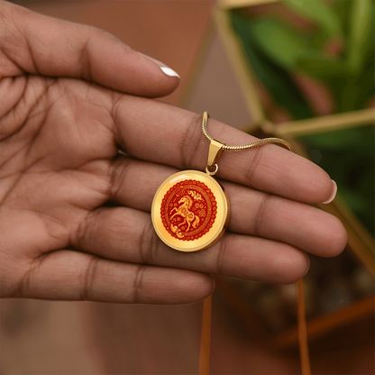 Lucky Horse Medallion Necklace for Prosperity Strength and New Beginnings