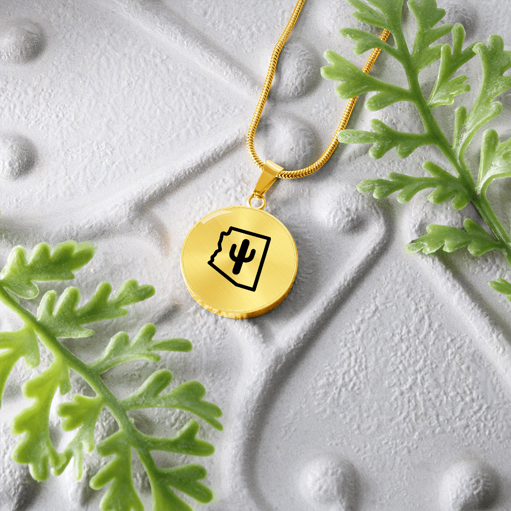Arizona Cactus Necklace – Minimalist Arizona State Pendant Gift for Desert & Southwest Lovers