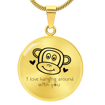 Luxury Circle Graphic Necklace – Cute Monkey Pendant Necklace, Best Friend Jewelry Gift, Friendship Necklace for Her