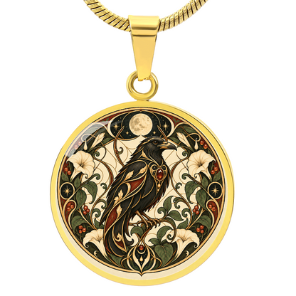Moonlit Raven Necklace | Art Nouveau Celestial Pendant