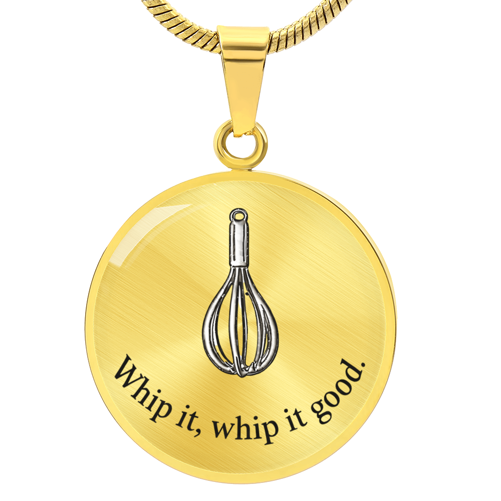 Whisk Outline Circle Necklace – Minimalist Baking Pendant Gift for Baking Lovers
