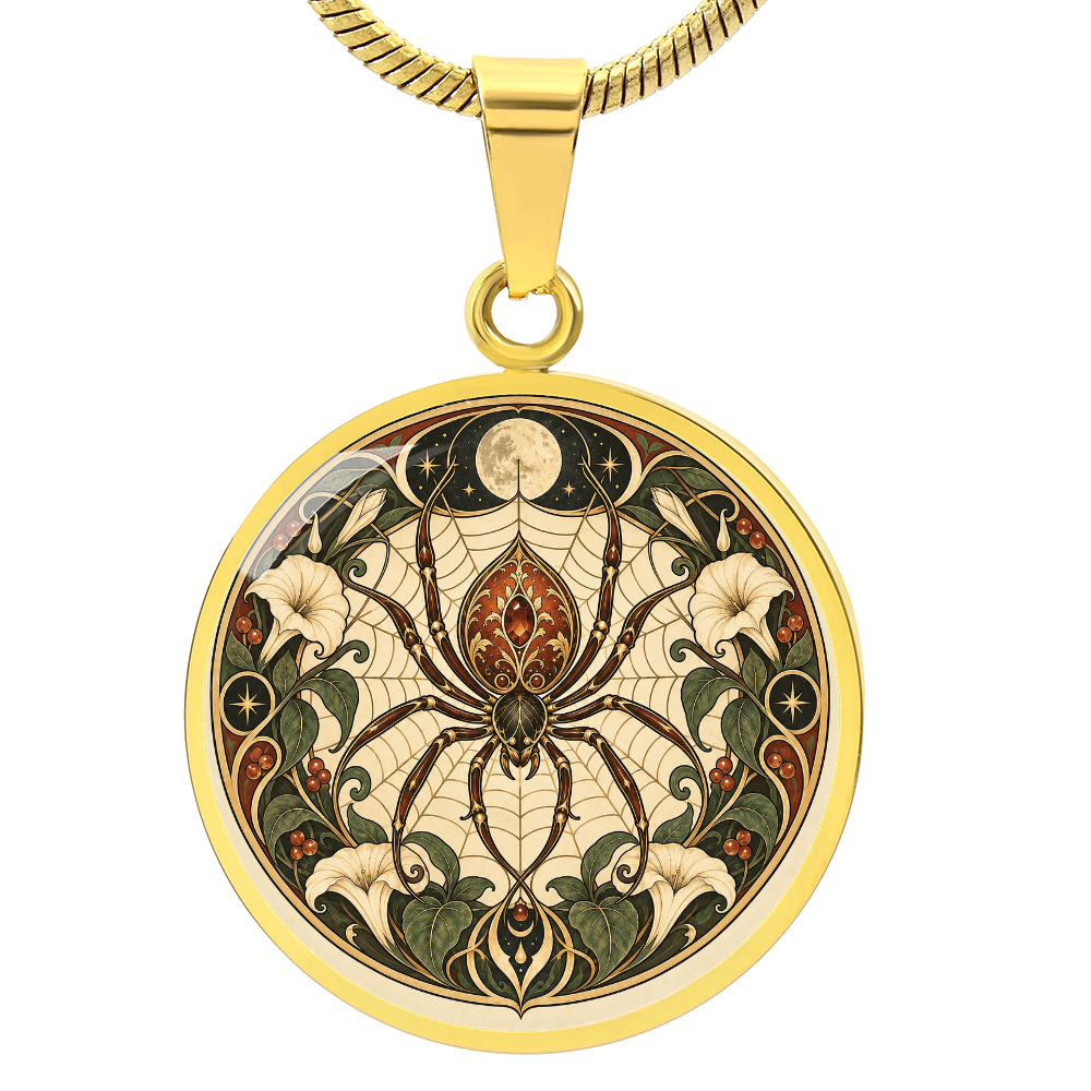 Moonlit Spider Necklace | Art Nouveau Celestial Pendant