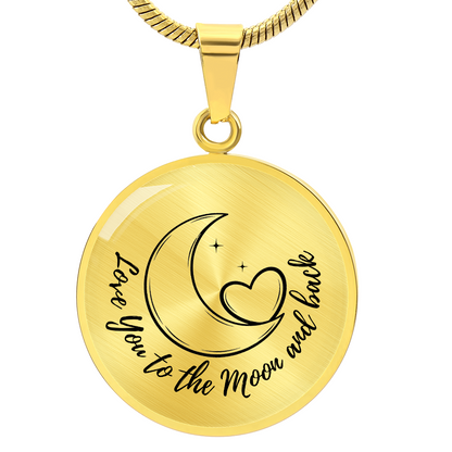 Love You to the Moon and Back Necklace – Moon & Heart Pendant Gift for Her, Romantic Anniversary Gift