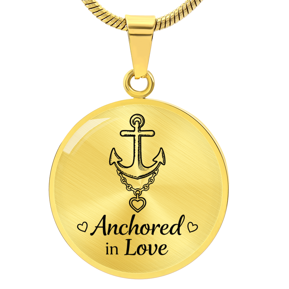 Refuse to Sink Circle Necklace – “Hope Anchors the Soul” Anchor & Heart Christian Pendant