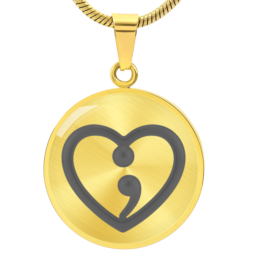 Semicolon Heart Necklace – Mental Health Awareness Jewelry | “Her Story Isn't Over Yet” Inspirational Gift