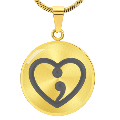 Semicolon Heart Necklace – Mental Health Awareness Jewelry | “Her Story Isn't Over Yet” Inspirational Gift