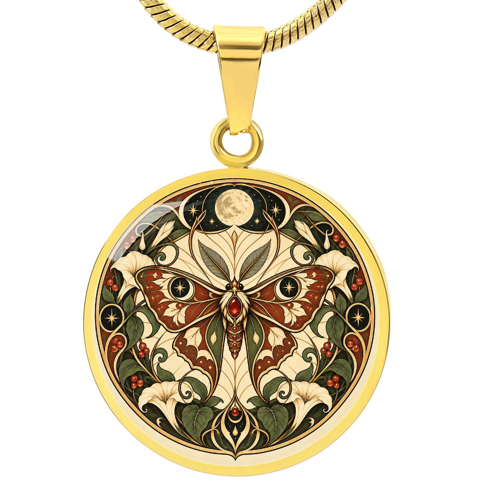Moonlit Moth Necklace | Art Nouveau Celestial Pendant