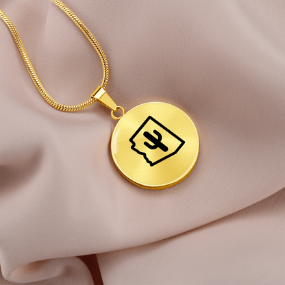 Arizona Cactus Necklace – Minimalist Arizona State Pendant Gift for Desert & Southwest Lovers