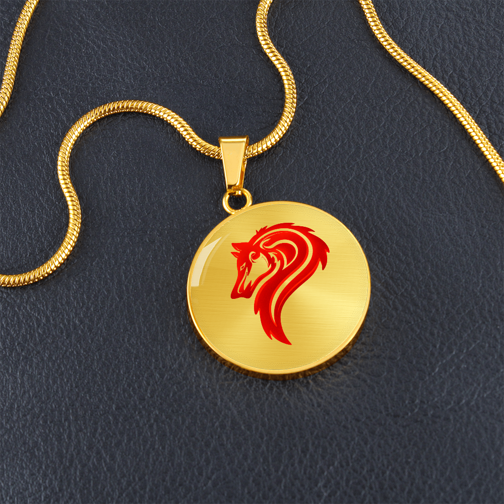 Luxury Circle Graphic Wolf Necklace – Symbol of Strength & Loyalty, Wolf Spirit Pendant, Meaningful Gift Jewelry for Her