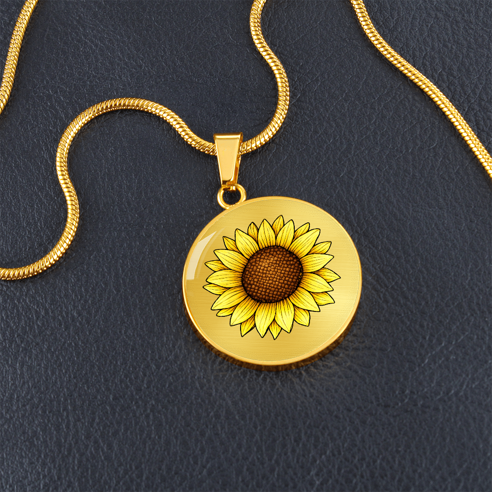 Sunflower Circle Necklace – A Symbol of Positivity, Strength & Everlasting Love