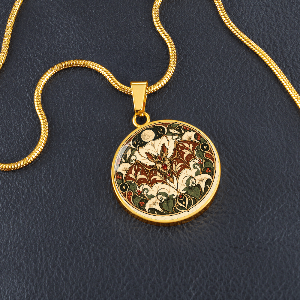 Moonlit Bat Necklace | Art Nouveau Celestial Pendant