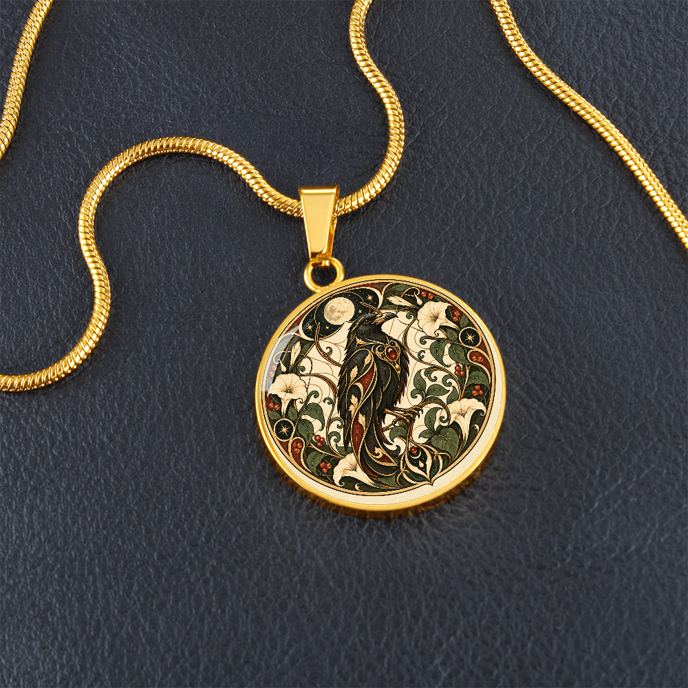 Moonlit Raven Necklace | Art Nouveau Celestial Pendant