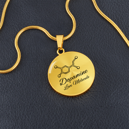 Dopamine Love Molecule Circle Necklace – Meaningful Science-Inspired Pendant Gift for Love, Connection & Joy