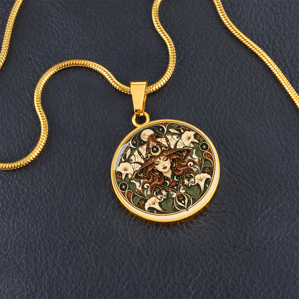 Moonlit Witch Necklace | Art Nouveau Celestial Pendant