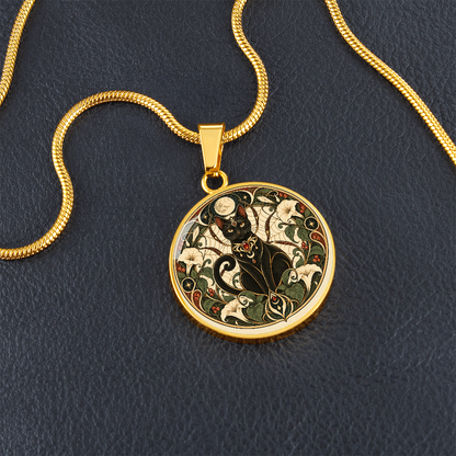 Moonlit Black Cat Necklace | Art Nouveau Celestial Pendant