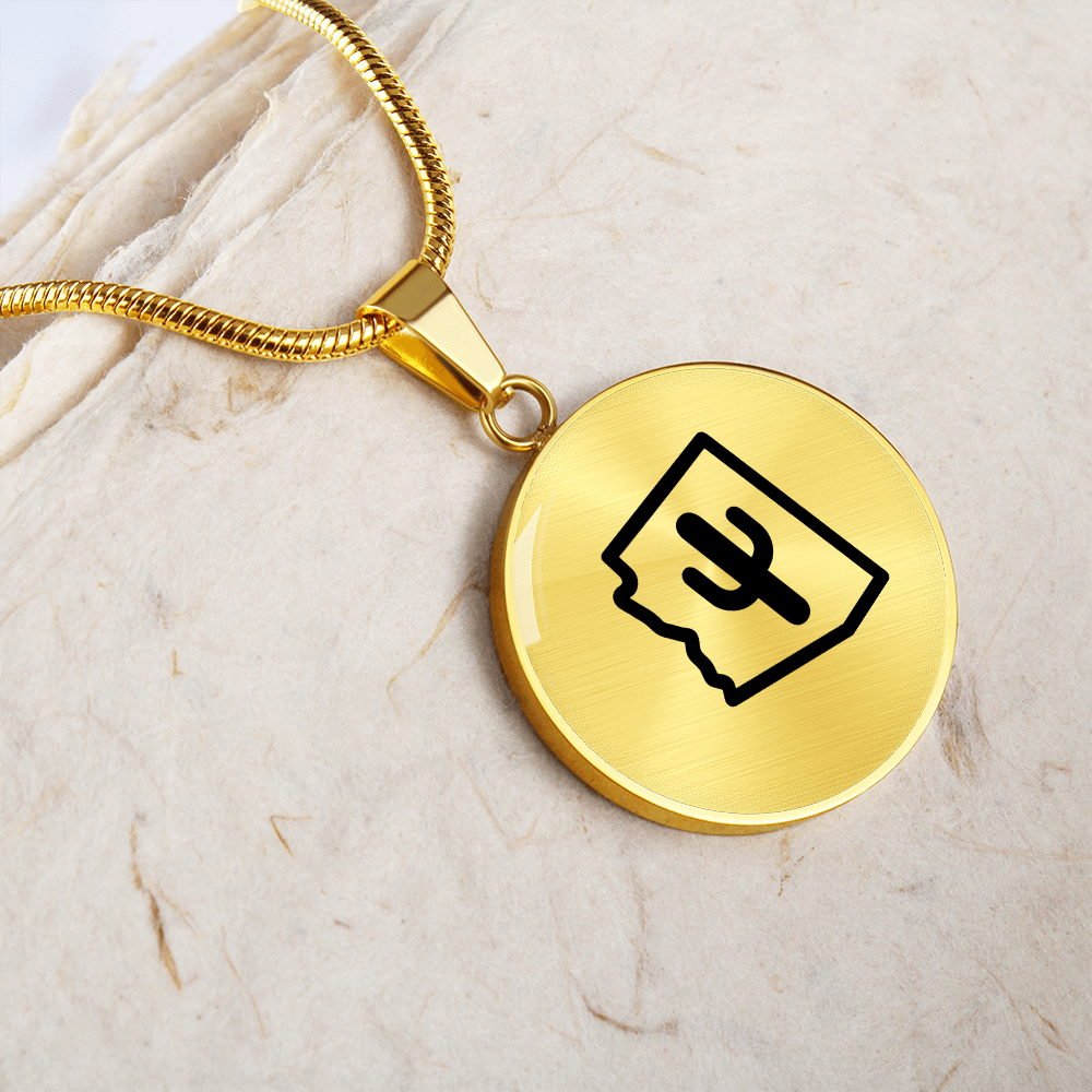 Arizona Cactus Necklace – Minimalist Arizona State Pendant Gift for Desert & Southwest Lovers