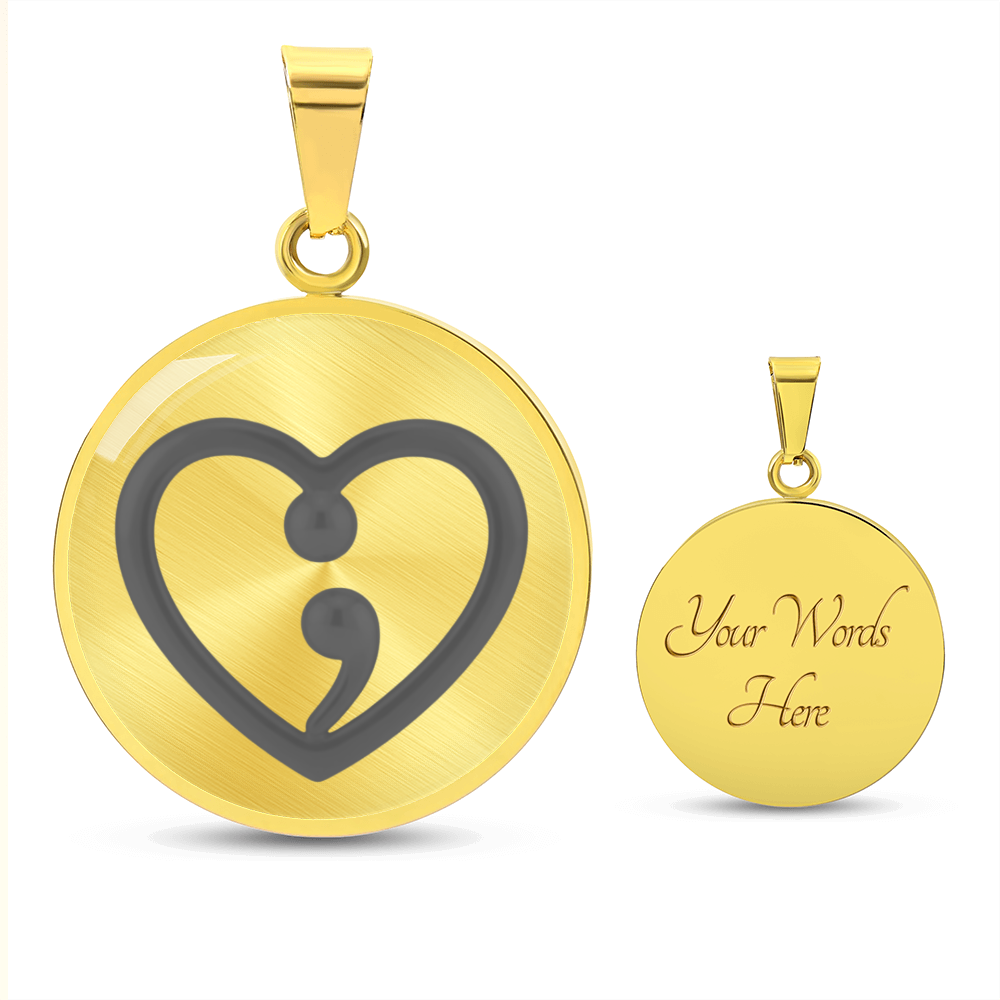 Semicolon Heart Necklace – Mental Health Awareness Jewelry | “Her Story Isn't Over Yet” Inspirational Gift