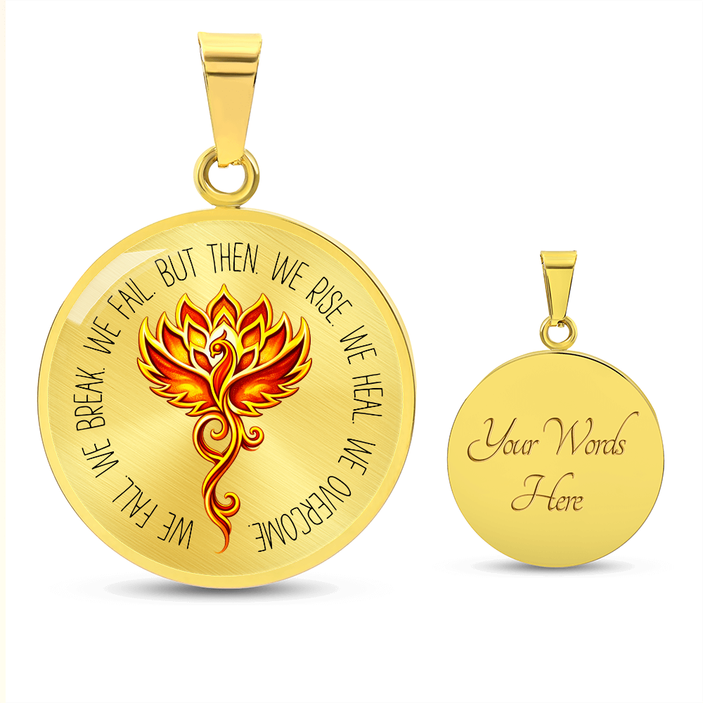 Phoenix Om Lotus Necklace – Luxury Graphic Circle Pendant, Spiritual Rebirth & Strength Necklace for Her, Meaningful Healing Jewelry Gift