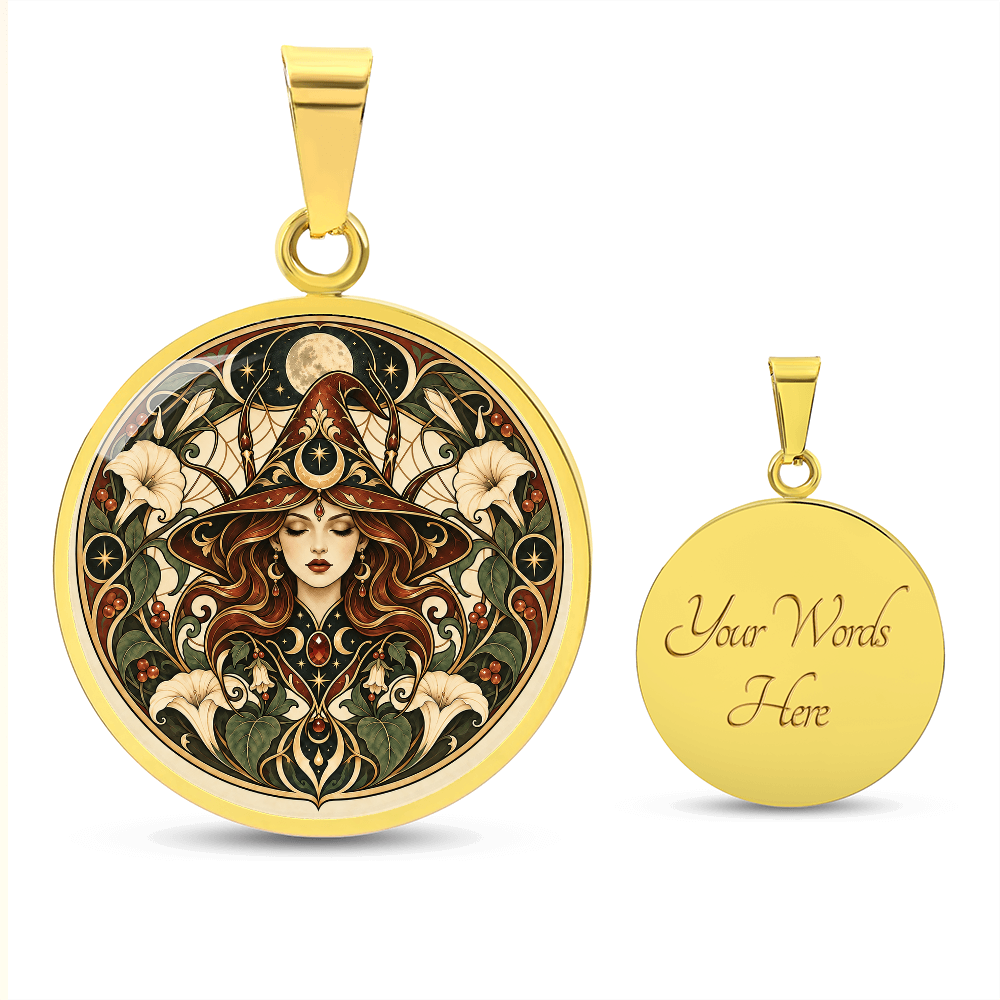 Moonlit Witch Necklace | Art Nouveau Celestial Pendant